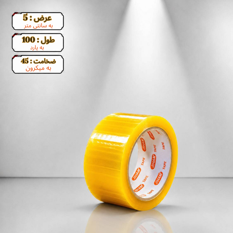 چسب پهن خارجی جیهام شفاف 45 میکرون 5 سانتی متر 100 یارد